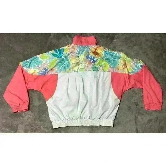 VTG Ellesse Women’s Windbreaker Jacket Pink Floral Size 1 - Picture 14 of 15